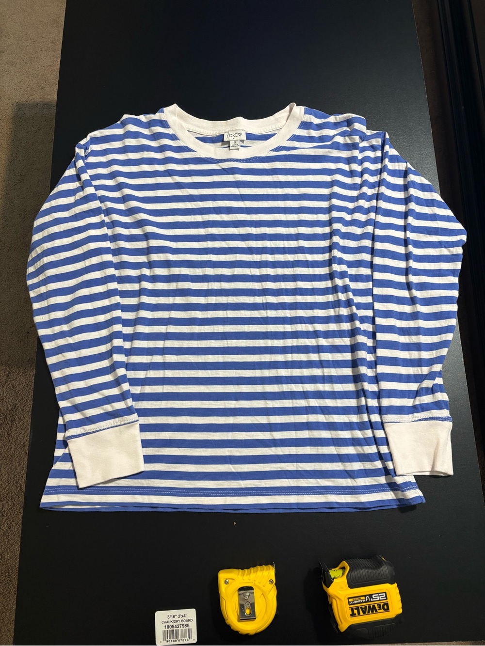 J. Crew Blue and White Striped Long-Sleeve Tee